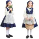 Kleines Match Mädchen Uniform Kinder Langarm Kleid 4-teiliges Set Farm Maid Zivil Mädchen Halloween