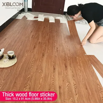 Selbstklebende Wandaufkleber mit Holzmaserung, PVC-Tapete für Wohnzimmer, Toilette, Küche, Zuhause, Bodendekoration, wasserfester Aufkleber Image