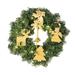 LYU 30cm Christmas Artificial Wreath Luminous Warm Light Battery Operated with Bells Realistic Window Dressing Scene Layout Merry Xmas Santa Pendant Door Hanging Garland for Hotel