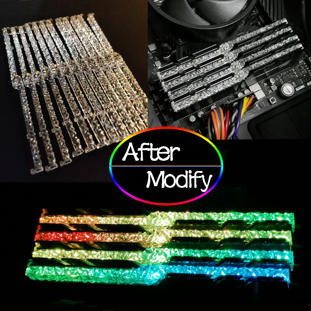 2 Stück 4 Stück Speicher-RAM-Lichtleiterleiste Mod für G Skill Trident Z Neo RGB Wechsel in Royal Series Band Verbessern Sie die Lichtdurchlässigkeit Image
