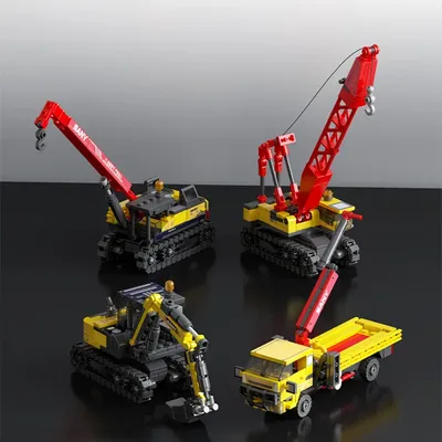 SEMBO 4in1 Rotary Drilling Rig Bausteine Stadt Bau Engineering Fahrzeug Bagger Lkw Ziegel Kinder Spielzeug Jungen Geschenke Image