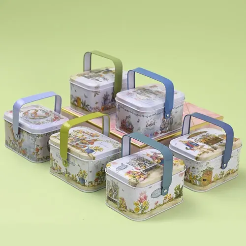 Ostern dekorative Lieferungen kreative tragbare Blechdose Keksdose Kaninchen Geschenk box Blechdose