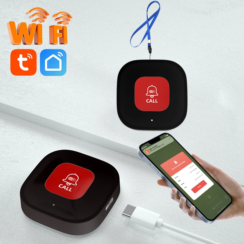 Tuya Wifi Smart Sos Ruf taste Wireless Caregiver Pager Telefon Alarm Sender Notruf taste für ältere Patienten Image