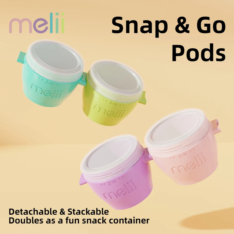mrero Snack and Go Pods Tragbarer versiegelter Babynahrungsbehälter Abnehmbare stapelbare Snacks Milchpulverbox Baby-Lunchbox Snack-Becher Image