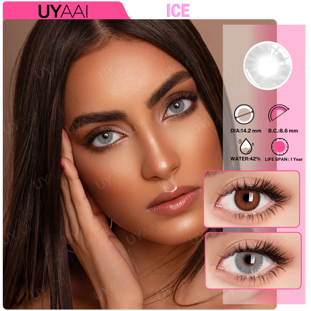 UYAAI Natürliche farbige Kontaktlinsen für Augen, eisgraue Schüler, grüne Linse, hochwertige Linsen für Frauen, Rabatte, farbige Linse Image