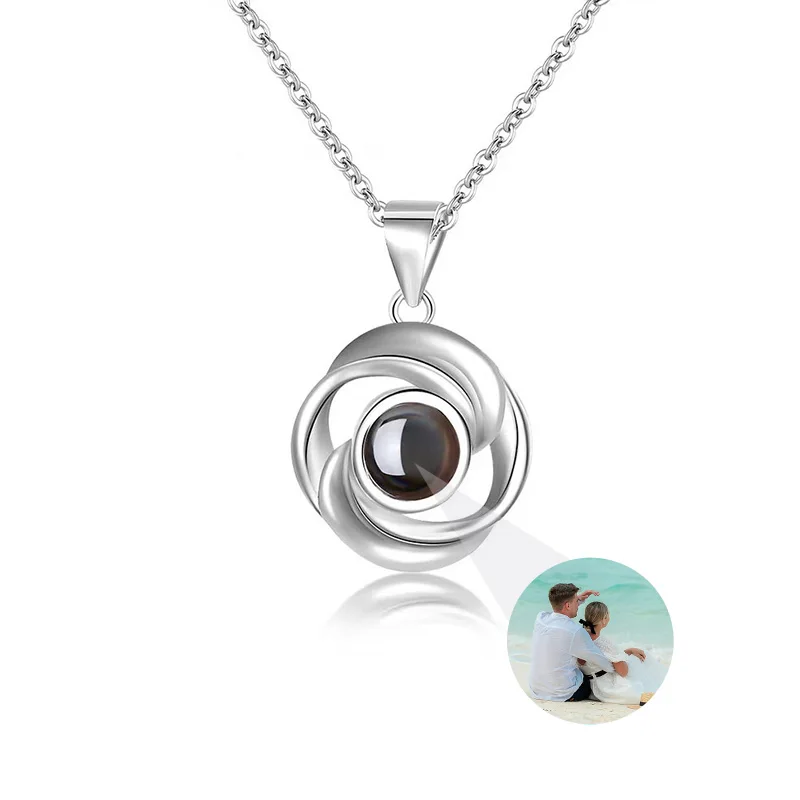 Benutzerdefinierte Foto-Halskette, personalisierte Bildprojektion-Halskette, Rosen-Blumen-Projektions-Anhänger-Halskette, Erinnerungsgeschenke für Frauen Image
