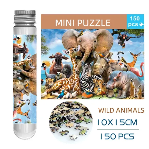 150 Stück Mini Reagenzglas Puzzles Wildtier Dekompression Spielzeug Landamark Puzzle Fridget Puzzle