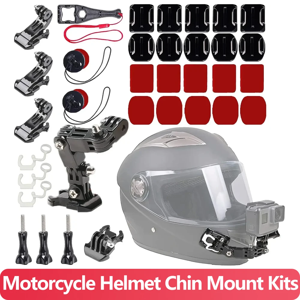 Zubehör-Set für GoPro Hero 13 12 11 10 9 8 7 6 5 4 SJCAM AKASO Osmo Motorradhelm Kinnhalterung Go Pro Insta360 Image