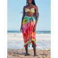 Mode Regenbogen Color block Strand Bikini Fransen Set Badeanzug Frauen String Badeanzüge Monokini
