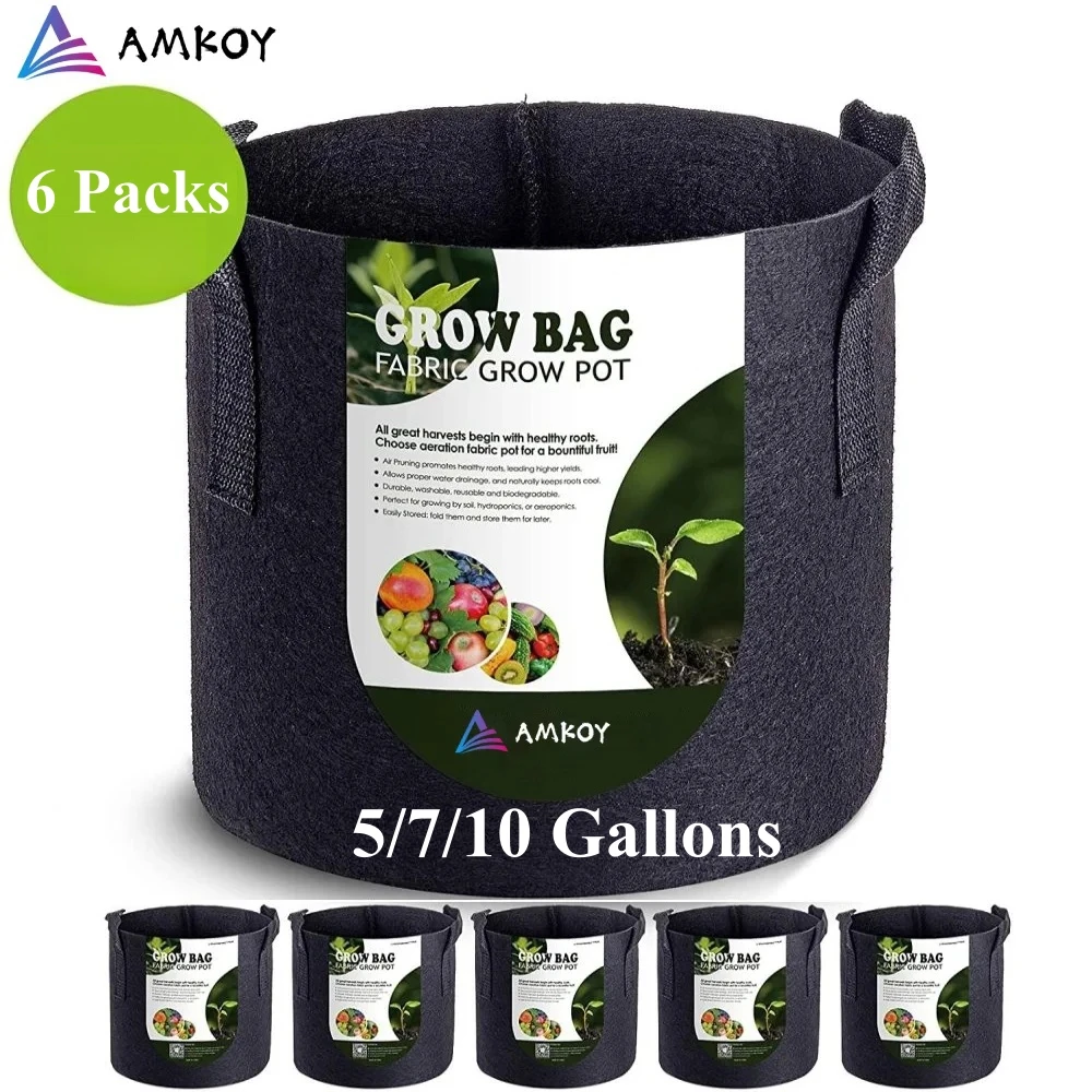 6PCS 5/7/10 Gallonen Stoff Garten Kartoffel Wachsen Container Tasche Anlage Samen Wachsenden Tasche Blumentöpfe Gemüse pflanzer Werkzeug mit Griff Image
