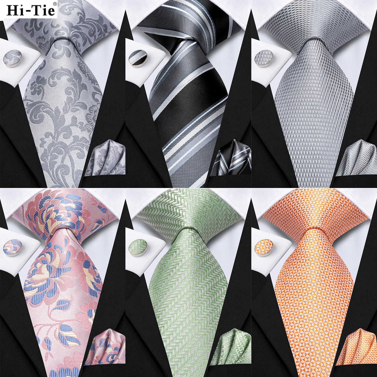 Hi-Krawatte für Herren, Blumenmuster, Rosa, Blau, einfarbig, 8,5 cm, Jacquard-Krawatte, Accessoires, Alltagskleidung, Krawatte, Hochzeit, Party, Geschenk, 3-teiliges Set