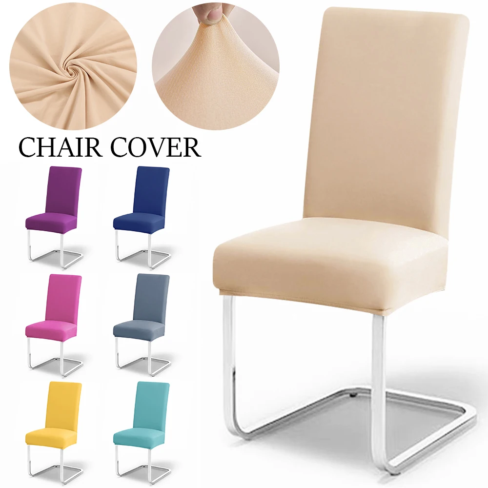 Solide elastische Stuhlsitzbezüge Spandex Plain Stuhlhussen Anti-Staub Restaurant Stuhl Schonbezug Hochzeit Büro Esszimmerstühle Image