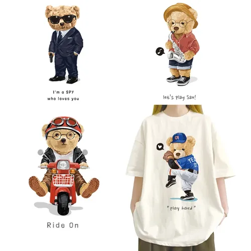 Teddybär dtf klassischen niedlichen Cartoon gedruckt T-Shirt Wärme übertragungs druck