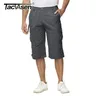 Tacvasen Sommer 3/4 Capri lange Shorts Herren Capri Hose mit/7 Taschen 100% Baumwolle Cargo Shorts