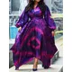 Plus Size Chiffon High-End V-Ausschnitt voller Ärmel langes Kleid elegante tägliche sexy Frauen