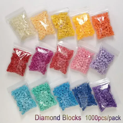 1000 stücke 8*8mm Pixel Kunst Puzzle Micro Diamant Bausteine 40 farben DIY 3D Kleine Ziegel Für