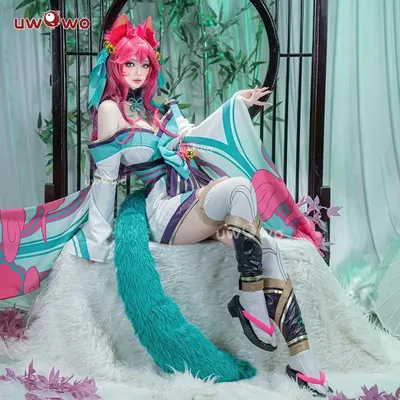 AUF LAGER UWOWO LOL Ahri Cosplay Kostüm League of Legends Spirit Blossom Cosplay Ahri Neu The Nine-Tailed Foxx Halloween Outfit Image