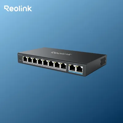 Reolink PoE-Switch mit 8 PoE-Ports, 2 Gigabit-Uplink-Ports, 120 W Ethernet-Switch, PoE-Injektor-Netzteil für PoE-IP-Kameras Image