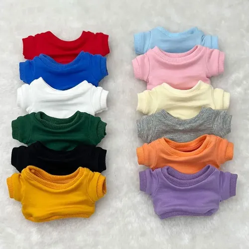 20cm Puppe T-Shirt Hosen einfarbige Kleidung für Baumwolle Stofftiere Zubehör Idol Puppe Outfit Top