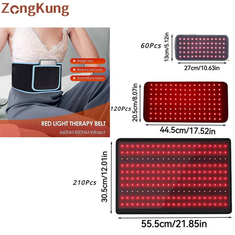 Physiotherapie LED Rot & Infrarot Licht Therapie Gürtel 660 & 850nm Ganzkörper Schmerzlinderung Wrap Fett verbrennen Wrap Abnehmen Maschine Taille Pad Image