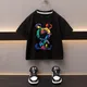 Jungen Baumwolle T-Shirt Cartoon Graffiti Bär gedruckt Mädchen T-Shirts Sommer Kurzarm Kinder Tops