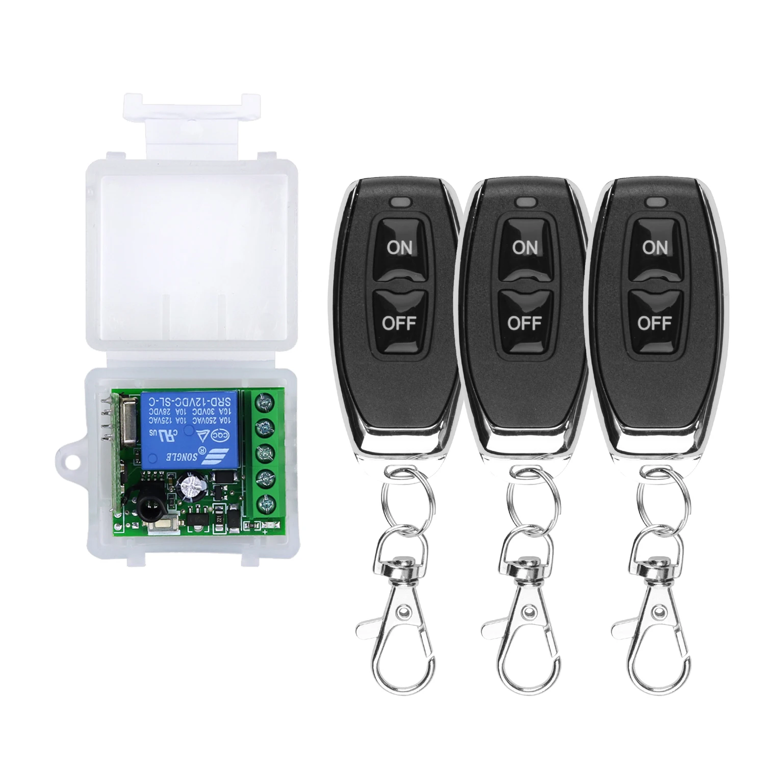 433 MHz Fernbedienung Schalter DC12V 10A 1CH Relais Modul Empfänger Sender ON OFF Fernbedienung Für Led-leuchten birne Image
