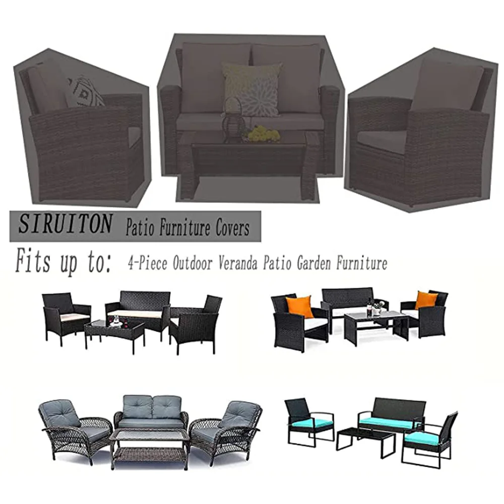 Mehrere Größen wasserdichter Stuhlbezug Möbel staubdichte Abdeckung für Rattan Tisch Würfel Stuhl Sofa Garten Terrasse Schutzhülle Image