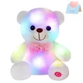 20cm süße weiße Bär Plüsch puppe mit LED-Licht Tiere Kawaii Bär Puppe rosa Bogen ausgestopft Kissen