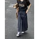 Gestreifter A-Linie Rock Frauen y2k Vintage hohe Taille asymmetrische Kontrast farbe Falten röcke