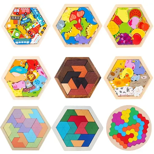Block Puzzle Puzzle Board klassisches Puzzle Kinderspiel zeug sechseckige Alien Schach Tangram