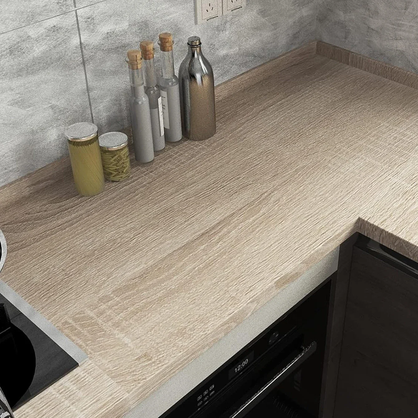 55 cm breite PVC-Holzmaserungsaufkleber für Möbel, wasserfeste selbstklebende Tapete, Heimdekoration, Tapeten, Kleiderschrank, Tisch Image