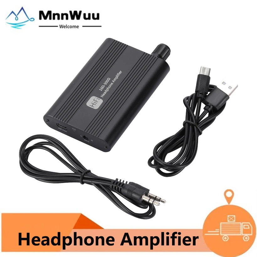 MnnWuu 16–300 Ohm HiFi-Kopfhörer-Kopfhörerverstärker, 3,5 mm Klinke, Aux, tragbar, verstellbar, Audio-Verstärker für Handy-Musik-Player Image