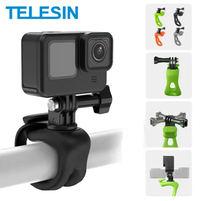 TELESIN Action Kamera Halterung Silikon Einstellbare Mini Flexible Halterung Für Gopro Insta360 DJI Action Kamera Zubehör