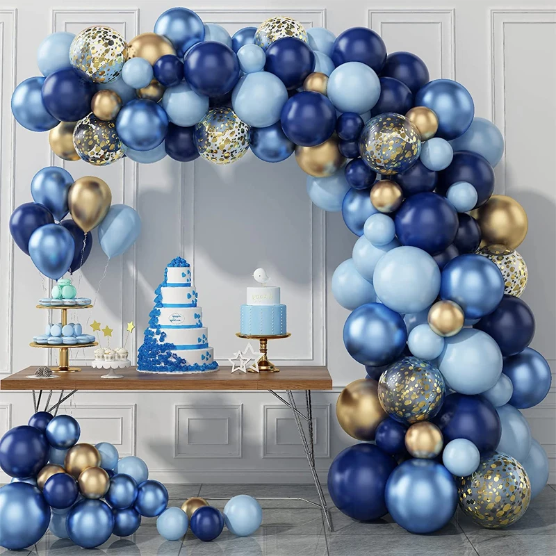 Blaue metallische Luftballons Girlande Kit Gold Konfetti Junge Erwachsenen Ballon Bogen Geburtstag Baby party Hochzeits feier Dekorationen Image