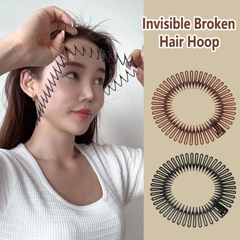 1 Teil/los Frauen Unsichtbare Gebrochenes Haar Haarnadel Erwachsene Volle Kreis Stretch Flexible Kamm Zähne Stirnband Haar Hoop Styling Zubehör Image
