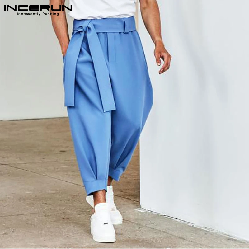 Incerun Männer Hosen einfarbig Jogger 2024 Baggy Taschen Mode Freizeit hosen Männer Streetwear Freizeit Pantalon mit Gürtel S-5XL
