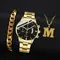 Luxus Mode Männer Stahl Uhr Quarz Armbanduhr Halskette Kette Armband Business Uhren Mann Uhr für