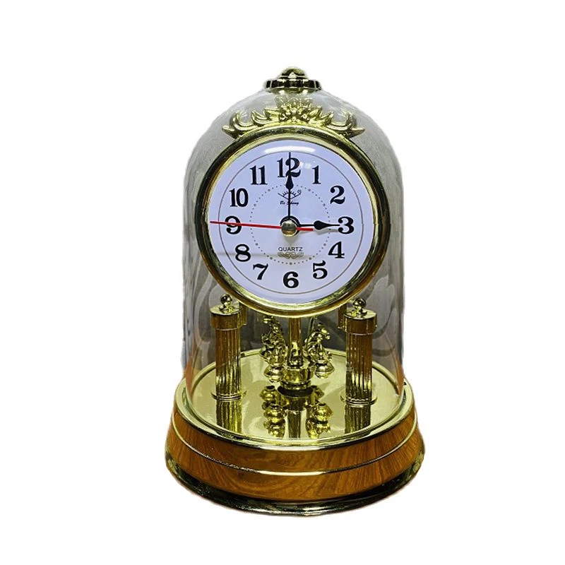Luxus Gold Tischuhr Stille Schreibtischuhren Desktop Uhren Antike Uhr Vintage Nachttisch Schlafzimmer Wohnzimmer Rotierende Ornamente