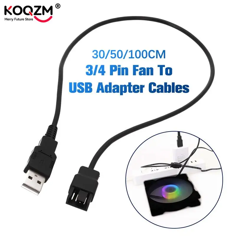 1pc 3pin oder 4pin lüfter zu usb adapter kabel 3/4 pin computer pc lüfter stromkabel stecker adapter 5v 30cm 50cm 100cm stecker Image