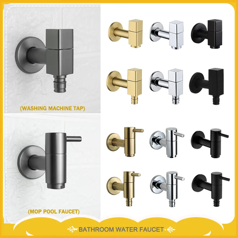 Schwarzer Messing-Waschmaschinen-Wasserhahn zur Wandmontage, einzelner kalter G1/2-Mopp-Pool-Wasserhahn, für den Außenbereich, Garten, Badezimmer, Küchenarmatur