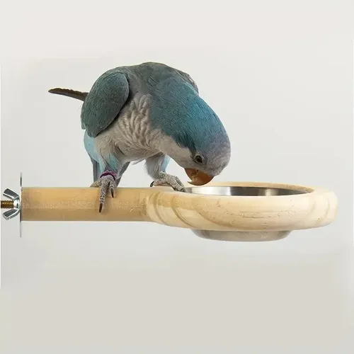 Vogel Holz Stand Barsch mit Futter oder Wasser Fütterung schale für Papagei Sittich Nymphen sittich