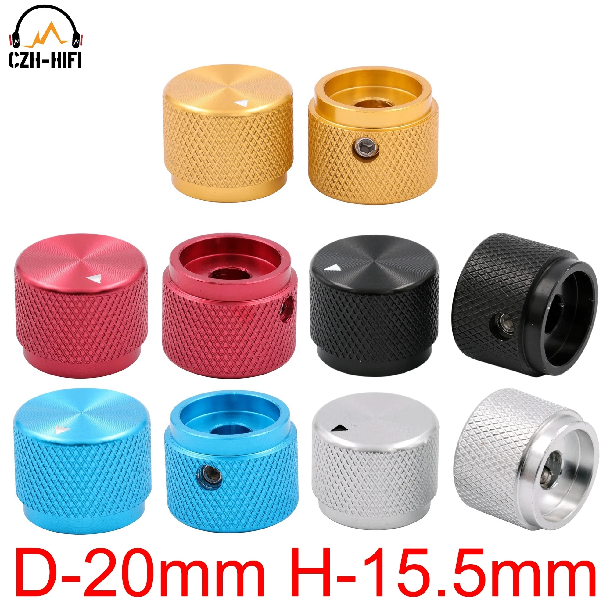 1pc 20x15,5mm CNC Gefräste Solide Aluminium Potentiometer Knopf für Audio Verstärker Radio Gitarre AMP Effekt Pedal stomp Box DIY Image