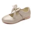 Kinder Hochzeit Schuhe Gold Rosa Weiß Mädchen Bogen Leder Schuhe Frühling Herbst Kinder Wohnungen