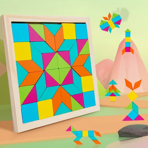 Holz Puzzle Block geometrische Form Kleinkind Puzzle frühes Lernen Bildung Puzzle Montessori