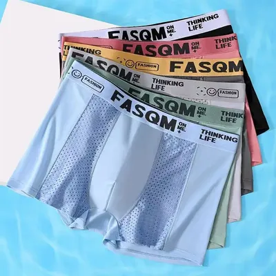 4 stücke Mesh Eis Seide Boxer Shorts männer Unterwäsche FASQM Unterhose Atmungsaktive Sexy Dünne Image