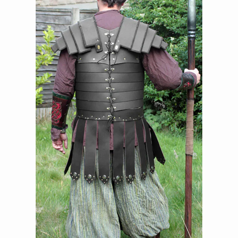 Mittelalterlichen Römischen Gladiator Krieger PU Leder Körper Schulter Rüstung Viking Ritter Samurai Cosplay Kostüm Steampunk Schlacht Rock Männer Image