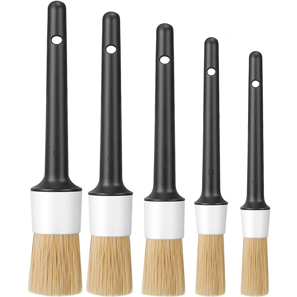 Auto-Detailpinsel, 5-teilig, verschiedene Größen, Auto-Detailpinsel-Set, kratzfest, Detailing-Set, hochwertige, dichte Auto-Detailpinsel Image