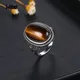 Oval Große Natürliche Tiger Eye Ringe 925 Sterling Silber Schmuck für Frauen Vintage Engagement