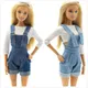 Mode Hosenträger Hosen Outfits Set für Barbie 1/6 bjd sd Puppe Kleidung Accessoires spielen Haus