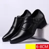 6-8 cm Höhe zunehmende Plattform spitzen Zehen Mann Business Kleid Schuhe Schnalle dekoriert Herren Büro Oxfords schwarz Größe 38-44